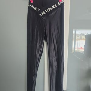 Versace Jeans Collection Black Logo Waistband Leggings